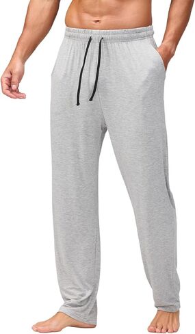 AMY COULEE Mens Pajama Bottoms, Lightweight Sleep Lounge Pants for Men, Soft Comfy Pjs Pants with Pockets in Kuwait