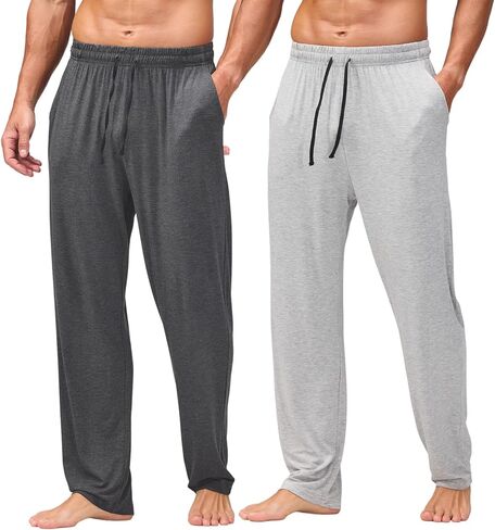 AMY COULEE Mens Pajama Bottoms, Lightweight Sleep Lounge Pants for Men, Soft Comfy Pjs Pants with Pockets in Kuwait