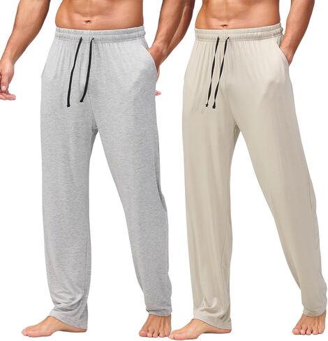 AMY COULEE Mens Pajama Bottoms, Lightweight Sleep Lounge Pants for Men, Soft Comfy Pjs Pants with Pockets in Kuwait