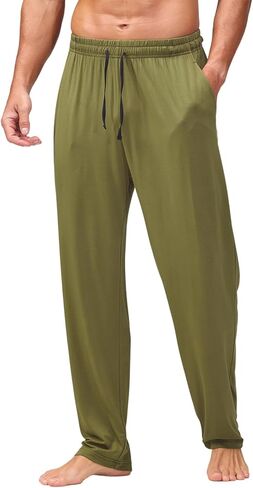AMY COULEE Mens Pajama Bottoms, Lightweight Sleep Lounge Pants for Men, Soft Comfy Pjs Pants with Pockets in Kuwait
