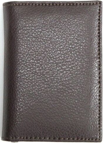 RFID Blocking Genuine Leather Card Wallet with Gusseted Pocket, Credit Slots, ID Window -Brown in Saudi Arabia