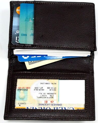 RFID Blocking Genuine Leather Card Wallet with Gusseted Pocket, Credit Slots, ID Window -Brown in Saudi Arabia