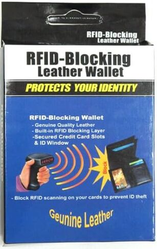 RFID Blocking Genuine Leather Card Wallet with Gusseted Pocket, Credit Slots, ID Window -Brown in Saudi Arabia