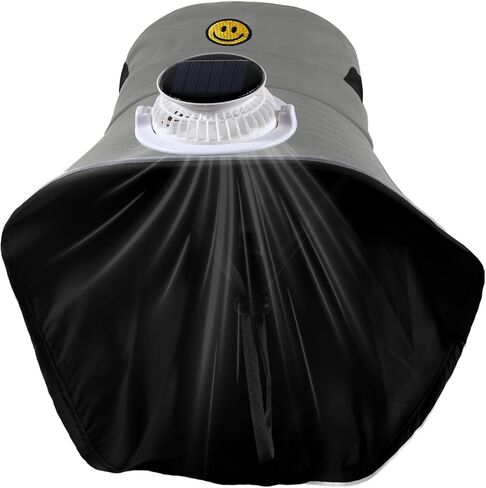 Solar Fan Hat for Kids Smile Face Bucket Hat with Neck Flap Wide Brim Sun Hat for Boys and Girls in Saudi Arabia