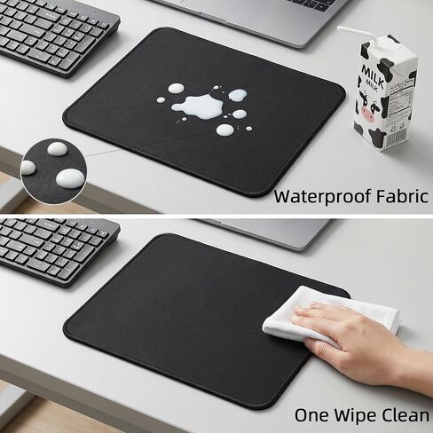 2-Pack Waterproof Mousepad with Easy Clean Surface, Computer Mouse Pad with Anti-fray Stitching, Non-Slip Rubber Base, Mouse Pads for Laptop PC & Office Home Desk (Black) in Saudi Arabia