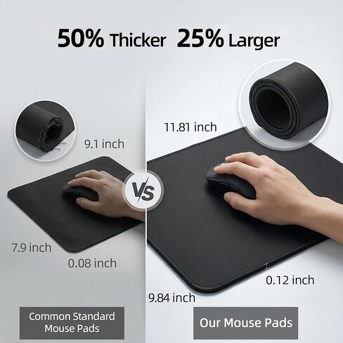 2-Pack Waterproof Mousepad with Easy Clean Surface, Computer Mouse Pad with Anti-fray Stitching, Non-Slip Rubber Base, Mouse Pads for Laptop PC & Office Home Desk (Black) in Saudi Arabia