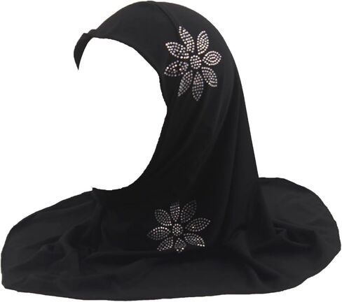 Girls Muslim Hijab Scarf Shawls Islamic Arab Hijabs Headscarves Rhinestone Flowers in Saudi Arabia