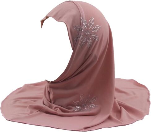 Girls Muslim Hijab Scarf Shawls Islamic Arab Hijabs Headscarves Rhinestone Flowers in Saudi Arabia