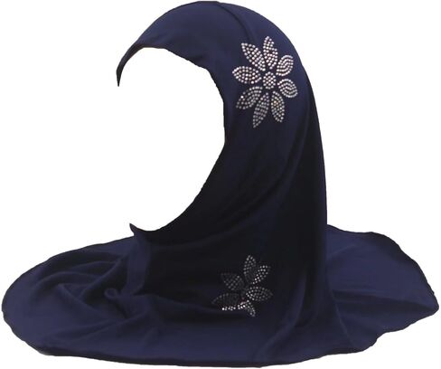 Girls Muslim Hijab Scarf Shawls Islamic Arab Hijabs Headscarves Rhinestone Flowers in Saudi Arabia