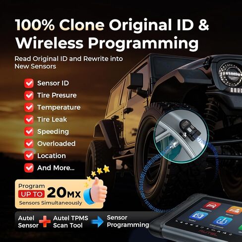 Autel MX-Sensor 2 in 1(315Mhz+433 Mhz) Sensor Programmable TPMS Sensor -OE Level Tire Pressure Monitoring System (Press-in)(Metal Valves,Pack of 4 Sensor) in Saudi Arabia