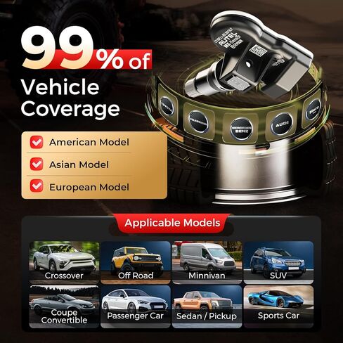 Autel MX-Sensor 2 in 1(315Mhz+433 Mhz) Sensor Programmable TPMS Sensor -OE Level Tire Pressure Monitoring System (Press-in)(Metal Valves,Pack of 4 Sensor) in Saudi Arabia