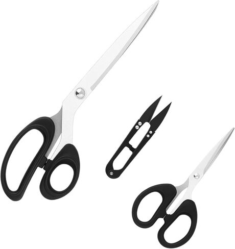10-Inch All-Purpose Fabric Scissors with Sharp Stainless Steel Blades and Soft-Grip Handles, Includes Dressmaking Sewing Scissor, Craft and Thread Trimming Scissors,3-Piece Set, Black in Saudi Arabia