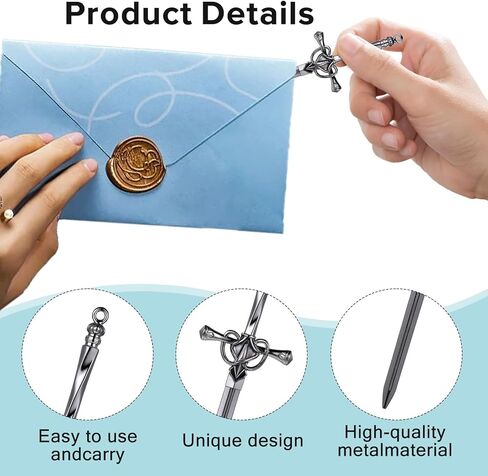 3 Pack Letter Openers, Sword Letter Opener with Ergonomic Handle Stainless Steel Mail Opener Tool Fancy Decorative Envelope Openers for Home and Office Mail Supplies (Black Gold Silver) in Saudi Arabia