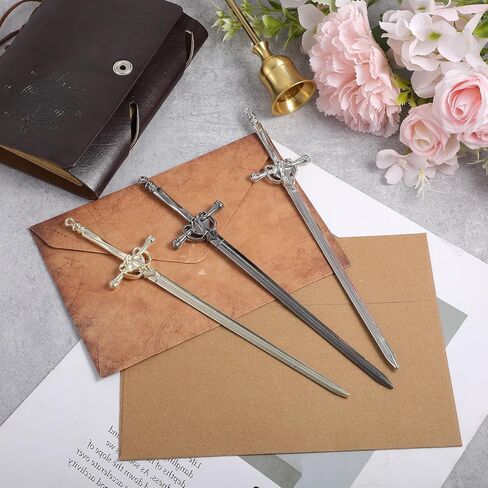 3 Pack Letter Openers, Sword Letter Opener with Ergonomic Handle Stainless Steel Mail Opener Tool Fancy Decorative Envelope Openers for Home and Office Mail Supplies (Black Gold Silver) in Saudi Arabia