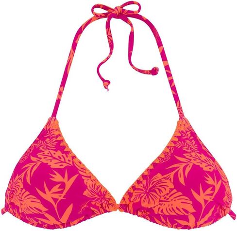 LASCANA Women's Tropical Triangle Bikini Swimsuit Top Bra Sizing Orange Pink 32A/B in Saudi Arabia