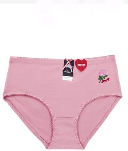 ملابس داخلية نسائية من vkwear مطرزة باللون الوردي الكلاسيكي من القطن بخصر مطاطي، 12 قطعة in Kuwait