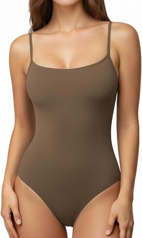 Women Bodysuits Spaghetti Strap Square Neck Thong Summer Body Suit Backless Cami Leotard Sleeveless Tank Top in Saudi Arabia