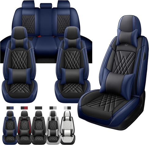 أغطية مقاعد السيارة مناسبة لسيارة Ford F150 2015-2026 مع جلد مقاوم للماء، غطاء وسادة مقعد السيارة المتين المضاد للانزلاق، أغطية مقاعد الشاحنات المتوافقة مع الوسائد الهوائية (5 مقاعد، أسود ورمادي، فاخر) in Kuwait