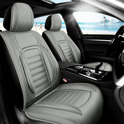 أغطية مقاعد السيارة المصنوعة من الجلد الفاخر من Fit Equinox متوافقة مع سيارة Chevy Equinox 2011-2026، مسامية، مقاومة للتآكل، متوافقة مع الوسائد الهوائية، حماية من جميع الأحوال الجوية وتغطية كاملة، مجموعة كاملة باللون الرمادي in Kuwait