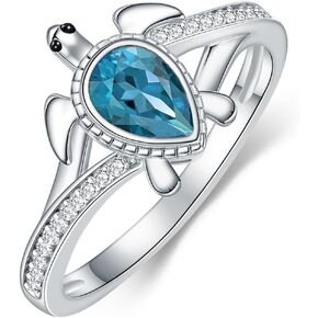 خاتم سلحفاة البحر للنساء من الفضة الإسترليني عيار 925 على شكل كمثرى خاتم جوهرة المحيط للسيدات in Kuwait