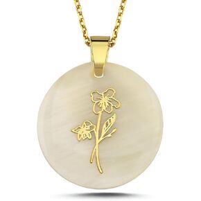 قلادة زهرة شهر الميلاد على أم اللؤلؤ الطبيعي، قلادة من الفضة الإسترليني عيار 925 قيراط قلادة زهرة الميلاد، مجوهرات شخصية لشهر الميلاد، هدية ذات مغزى للنساء in Kuwait