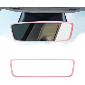 قطعة واحدة من غطاء مرآة الرؤية الخلفية، إطار واقي حافة مرآة الرؤية الخلفية للسيارة، ملحقات الديكور الداخلي للسيارة، متوافق مع الطراز 3 والطراز Y (وردي) in Kuwait