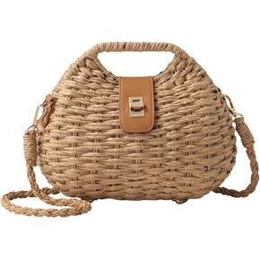 حقيبة كروس من القش للنساء، محفظة صيفية بيتش بوهو منسوجة يدويًا مع حزام قابل للتعديل، حقيبة كتف خفيفة الوزن | قش منسوج يدويًا، حزام قابل للتعديل، طراز كروس، حقيبة خفيفة الوزن، بوهو صيفي in Kuwait