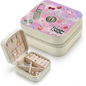 صندوق مجوهرات Y2K، منظم مجوهرات للسفر برسومات البوب ​​مستوحى من Y2K، حقيبة مجوهرات صغيرة بسحاب للأقراط والحلقات والإكسسوارات in Kuwait