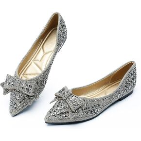 أحذية مسطحة للنساء من حجر الراين برأس مدبب، أحذية مسطحة مريحة وناعمة ونعل داخلي من إسفنج الذاكرة in Kuwait