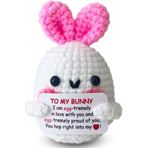 حيوانات كروشيه إيجابية، أرنب بيض يدوي الصنع أحبك هدايا لها، هدية تشجيع عيد ميلاد لطيفة لصديقة زوجة ابنة ابنة أخت، ديكور مكتب، حشوات سلة عيد الفصح in Kuwait