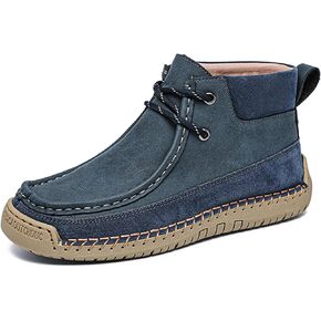 Women's Leather Handmade Lace Up Ankle Chukka Boots Non-Slip Breathable High Top Flat Loafers Comfortable Casual Sneakers for Driving Walking Hiking Outdoor in Kuwait