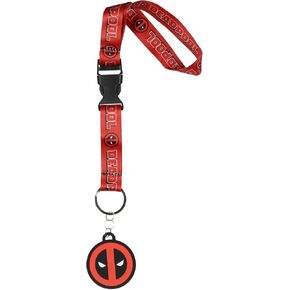 Bioworld Marvel Deadpool Logo Wrist Strap Lanyard for Keys with 2" Rubber Keychain Hand and Wrist Lanyard Strap ID Badge Holder in Saudi Arabia