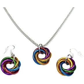 Mobii PRIDE Necklace and Earring Sets: Stylish Colorful Infinity Loop Spiral, Discreet Wearable Fidget in Kuwait