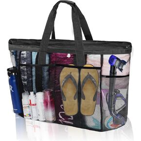 Extra Large Mesh Beach Bag, Tote Bag for Beach with Zipper in Kuwait
