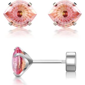 20G G23 Implant Grade Titanium Earrings for Sensitive Ears Women | Hypoallergenic Evil Eye Cubic Zirconia Flat Screw Back Earrings in Saudi Arabia