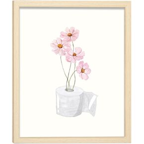 Bathroom Pictures Wall Decor Aesthetic, Pink Floral Bathroom Wall Art Framed Pictures 8x10 Inch in Saudi Arabia