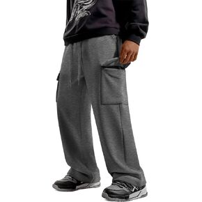 بنطال رياضي للأولاد بأرجل واسعة وخصر مرن مفتوح من الأسفل سراويل غير رسمية فضفاضة للتمرين والركض النشط مع 4 جيوب in Kuwait