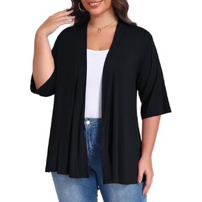 LARACE Elbow Sleeve Open Front Cardigans for Women, Women's Plus Size Summer Cardigan Lightweight Cover Up for Dress Tank Top in Kuwait