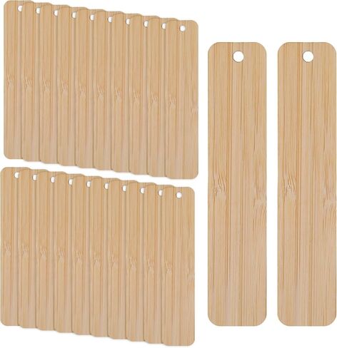 20 Pack Blank Bamboo Bookmark, 4.7 Inch Unfinished Craft Tags Engraving Bamboo Blanks Bookmarks Rectangle Wood Hanging Tags for DIY Gifts Book Marking Crafts Decors in Saudi Arabia