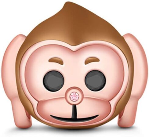 GNOCE "Hear No Evil No Listening Monkey Charm Champagne Plated Monkey with Two Black Stones Eyes and Pink Nose 925 Sterling Silver Monkey Bead Charm Pendant For Bracelet/Necklace Women Gift in Saudi Arabia