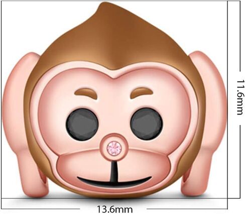 GNOCE "Hear No Evil No Listening Monkey Charm Champagne Plated Monkey with Two Black Stones Eyes and Pink Nose 925 Sterling Silver Monkey Bead Charm Pendant For Bracelet/Necklace Women Gift in Saudi Arabia