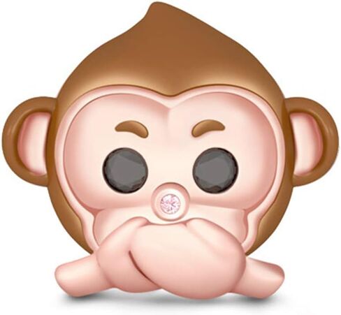GNOCE "Speak No Evil No Speaking Monkey Charm Champagne Plated Monkey with Two Black Stones Eyes and Pink Nose 925 Sterling Silver Monkey Bead Charm Pendant For Bracelet/Necklace Women Gift in Saudi Arabia