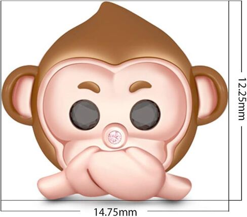 GNOCE "Speak No Evil No Speaking Monkey Charm Champagne Plated Monkey with Two Black Stones Eyes and Pink Nose 925 Sterling Silver Monkey Bead Charm Pendant For Bracelet/Necklace Women Gift in Saudi Arabia