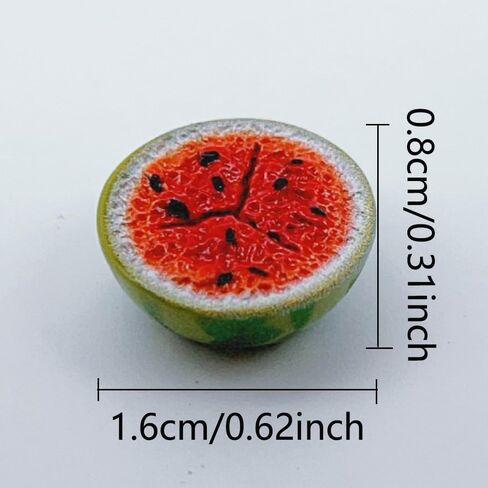 50PCS Mini Resin Watermelon Figures Artificial Small Watermelon Figures Fake Miniature Fruits Decor for Garden Kitchen Summer Party Accessories in Kuwait
