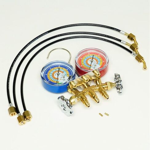 Mastercool 33518-TP Brass Charging Manifold with 18" Hoses R600a R290 R134a HVAC Refrigeration in Saudi Arabia
