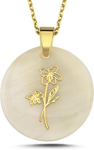 قلادة زهرة شهر الميلاد على أم اللؤلؤ الطبيعي، قلادة من الفضة الإسترليني عيار 925 قيراط قلادة زهرة الميلاد، مجوهرات شخصية لشهر الميلاد، هدية ذات مغزى للنساء in Kuwait