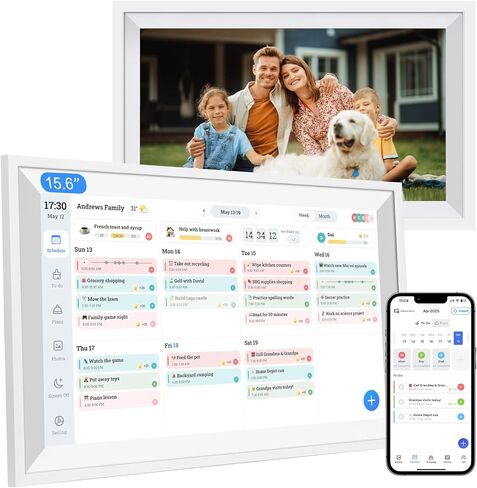 تقويم رقمي 15.6 بوصة شاشة لمس حائطية مخطط إلكتروني ومخطط عمل، عرض تفاعلي للتقويمات الذكية للعائلة لتنظيم الروتين وجداول الوجبات مع إطار صورة رقمي in Kuwait