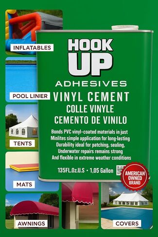 لاصق لاصق من الفينيل الملامس للأسمنت، غراء مقاوم للماء، لاصق إصلاح سريع الجفاف لحمامات السباحة، المطاطية البلاستيكية، مراتب الهواء، الأنابيب، الأقمشة، القوارب، الطوافات، سندات التنجيد القوية، الأسمنت 1.05 جالون in Kuwait