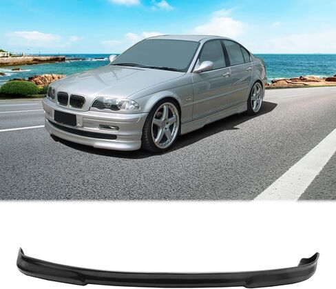 FREEMOTOR802® مصد أمامي للشفاه مقسم لسد الهواء، يناسب 1999-2001 BMW E46 3-Series سيدان (موديل ما قبل تجميل الوجه)، نمط H2 غير مطلي باللون الأسود PU قطعة واحدة من واقي الحماية السفلي لتزيين الجسم السفلي in Saudi Arabia