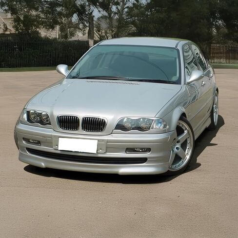 FREEMOTOR802® مصد أمامي للشفاه مقسم لسد الهواء، يناسب 1999-2001 BMW E46 3-Series سيدان (موديل ما قبل تجميل الوجه)، نمط H2 غير مطلي باللون الأسود PU قطعة واحدة من واقي الحماية السفلي لتزيين الجسم السفلي in Saudi Arabia